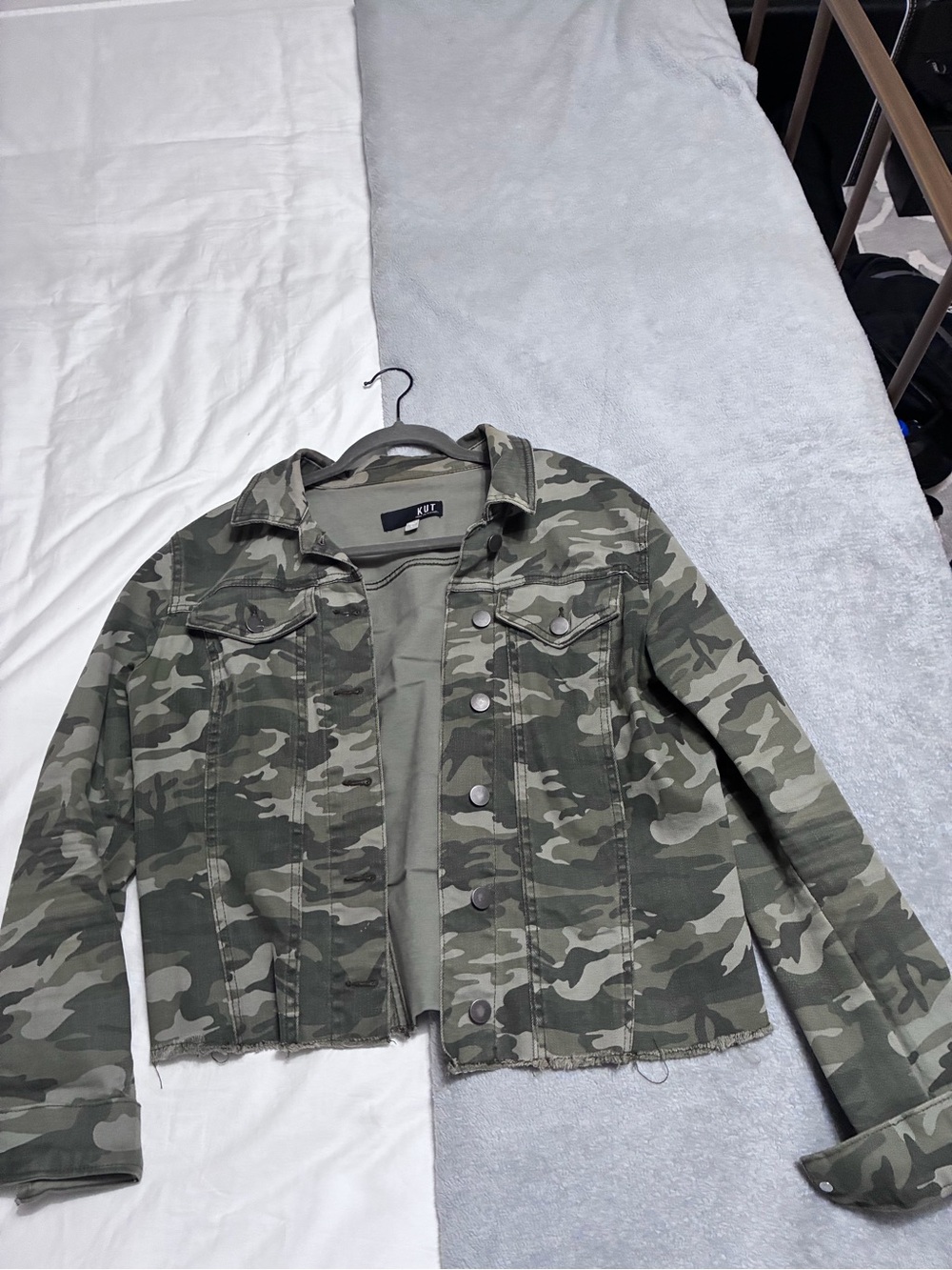 Kut from the Kloth Green Camouflage Trucker Jacket